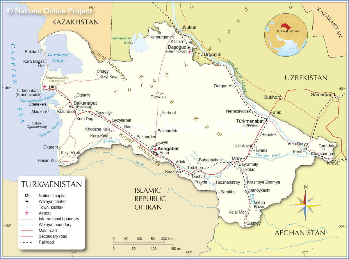 political map of turkmenistan